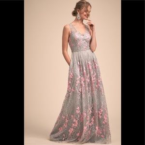 NWT Adrianna Papell Floral Beaded Gown Bhldn Pockt